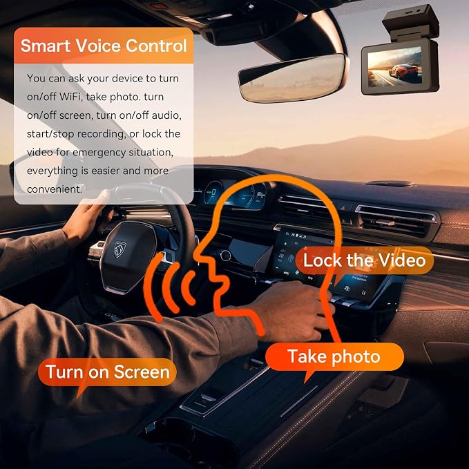 PAPAGO Dash Cam Front Rear, STARVIS Sensor 4K Full HD Dash Camera for Cars，Voice Control，5GHz Wi-Fi, Built-in GPS, Night Vision, WDR, G-Sensor, 64GB Card Included, 24H Parking Mode（G500）