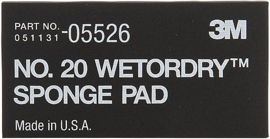 3M Wetordry Sponge Pad 20, 05526, 5-1/2 in x 2-3/4 in x 3/8 in, 5 Pack, Flexible, Long Lasting