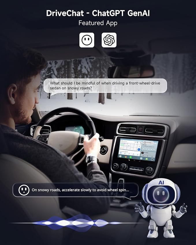 CB6C AI Box CarPlay, Wireless CarPlay/AndroidAuto Adapter with YouTube, Car Video Box with AI Assistant, GPS Navigation, Android 13, 4G LTE, Expandable to 256GB, Watch Videos in Your Car