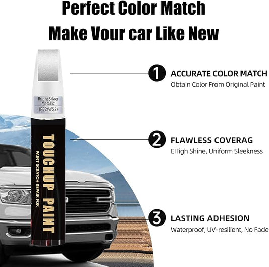 Bright Silver Metallic(PS2/WS2) Car Paint Touch Up Pen Compatible with JEEP, 2-In-1 Color Accurate Touch Up Car Scratch Repair Paint Match JEEP Series Automotive Scratch Remover for Nicks & Chips Repair