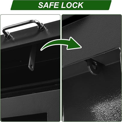 24" Truck Tool Box,Heacy Duty Metal Storage Organizer with Strong locking tongue,Trailer Tongue Box with Safe Hinge, for Truck,Pickup,RV,Garage,Best gift for family and friend,Black Power Coating