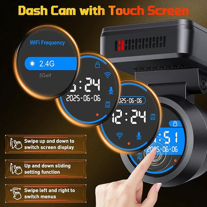 Dash Cam Front for Cars with Built-in WiFi & APP Control, 4K Dash Camera with Free 32GB Card, 1.2" IPS Touch Screen Dash Cam with 170°Wide Angle, G-Sensor, Night Vision, 24H Parking Mode Dashcam