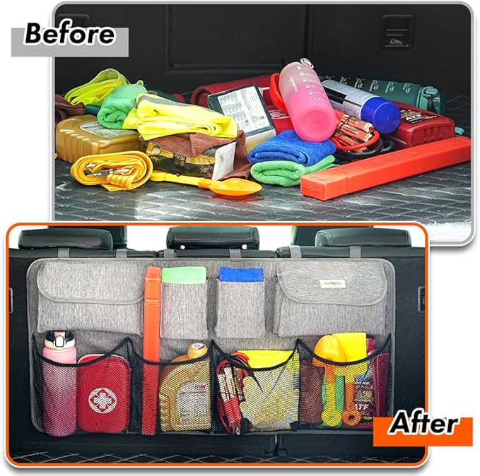 SURDOCA Car Trunk Organizer, LARGE CAPACITY Car Storage Bag with 8 Pockets, 7X Upgraded Trunk Storage Organizer for Car, SUV, Truck, MPV