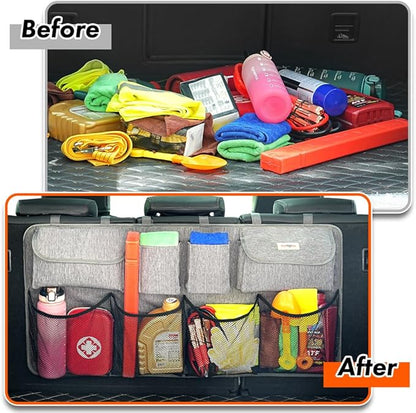 SURDOCA Car Trunk Organizer, LARGE CAPACITY Car Storage Bag with 8 Pockets, 7X Upgraded Trunk Storage Organizer for Car, SUV, Truck, MPV