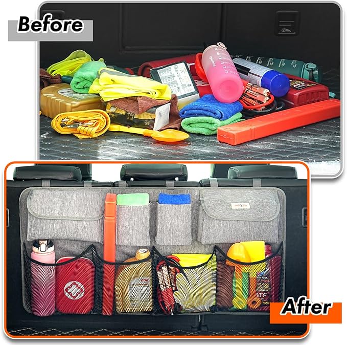 SURDOCA Car Trunk Organizer, LARGE CAPACITY(43 x 19 in) Car Storage Bag with 8 Pockets, 7X Upgraded Trunk Storage Organizer for Car, SUV, Truck, MPV