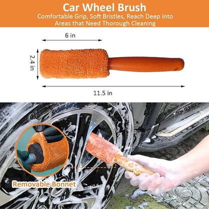 9Pcs Car Wash Detailing Kit Cleaning Kits,with Wash Mitt Wax Applicator Pad Tire Brush Sponge Microfiber Cleaning Cloths Glass Cleaning Cloth Car Cleaning Tools Kit for Interior, Exterior, Wheels