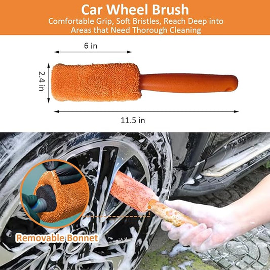 9Pcs Car Wash Detailing Kit Cleaning Kits,with Wash Mitt Wax Applicator Pad Tire Brush Sponge Microfiber Cleaning Cloths Glass Cleaning Cloth Car Cleaning Tools Kit for Interior, Exterior, Wheels