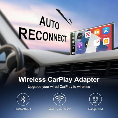 Mini Wireless Carplay Adapter for Apple iPhone/Android - Carplay Wireless Adapter Car Play Dongle Bluetooth and WiFi, [2026 Upgraded]