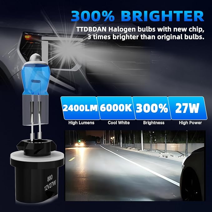 Fog lights Fit For Nissan Frontier 2003-2004 Halogen Headlight Bulbs,880/881/H27 Fog Lights Bright Lights Combo,Plug & Play,Pack of 2 (Nissan Frontier 2003-2004 Halogen Fog Lights)