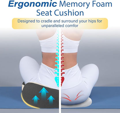 Car Seat Cushion: Ergonomic Memory Foam Car Cushion for Sciatica Pain Relief, Larger Driving Seat Pillow for Short Drivers on Long Drives - Butt Pillow for Truck, Office, Wheelchair - Gray