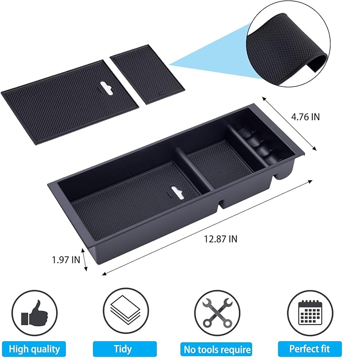PIMCAR Compatible with Ford 2015-2020 F150, 2017-2022 F250 F350 F450, 2018-2024 Expedition Center Console Organizer Insert Tray Pallet Storage Accessories (Work Great with The Factory Tray)-One Piece