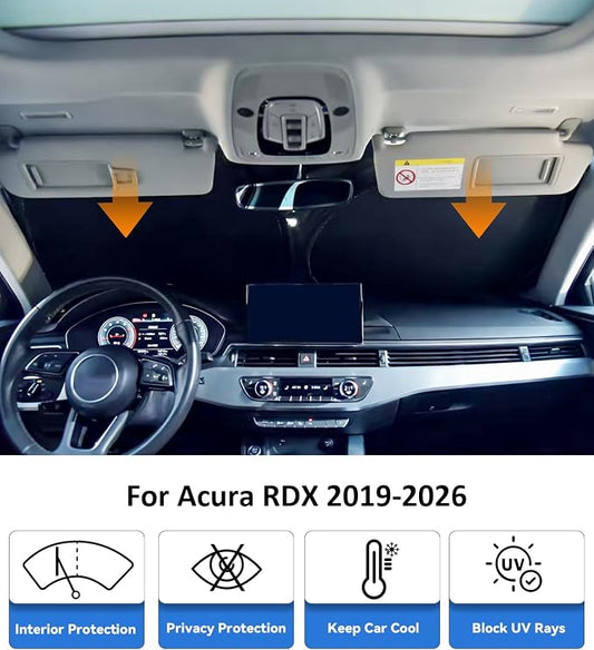 Windshield Sun Shade for 2019-2026 Acura RDX Accessories, Car Front Window Sun Visor Protector & Heat Shield | 240T Sunshade Protection Blocks UV Rays Keep Your Car Cooler