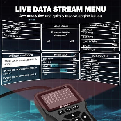 OBD2 Scanner Diagnostic Tool, Check Engine Code Reader with 35901 DTC Lookup, Mode 6 & 8, I/M Readiness for All OBDII Cars Since 1996 (Gray)