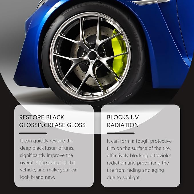 Car Tire Renewal Wax, Long-Lasting Tire Shine Polishing Paste with Sponge, UV Protection, Waterproof, Anti-Dirt, Restores Black Gloss & Prevents Fading Aging for Cars, Trucks, Motorcycles, RVs