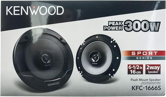 Kenwood KFC-1666S 300 Watts 6.5" 2-Way Car Coaxial Speakers with Sound Field Enhancer - Pair
