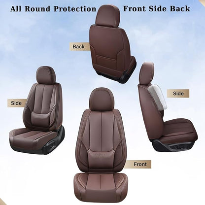 Coverado Seat Covers, Car Seat Covers Front Seats, Car Seat Cover, Car Seat Protector Waterproof, Car Seat Cushion Nappa Leather, Brwon Seat Covers Carseat Cover Universal Fit for Most Cars