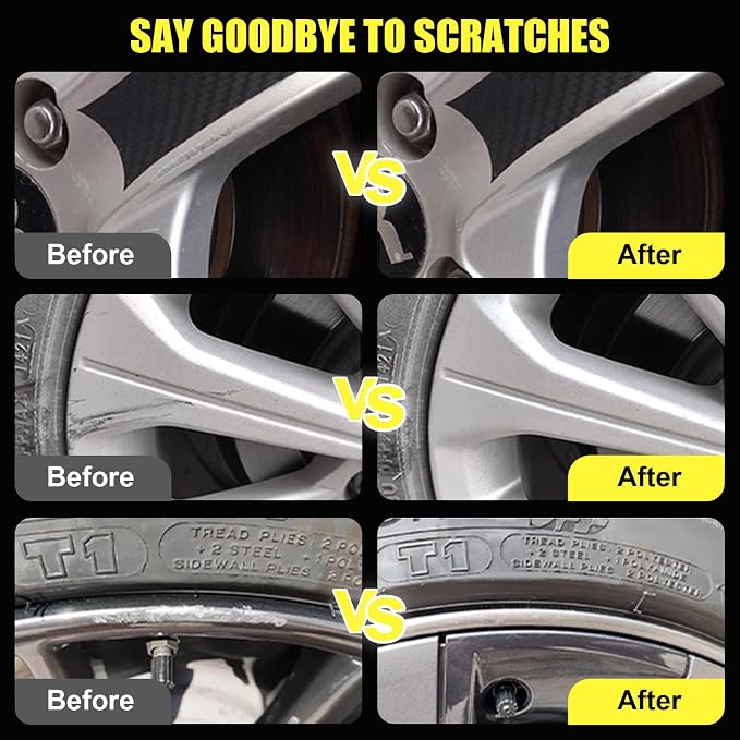 Rim Touch Up Paint(Sonic Carbon(NEU-106E)) for Tesla Model S/X Cyclone/Slipstream/Turbine/Aero TurbineWheel, 2 in 1 Car Wheel Scratch Repair Kit, Quick & Easy Remover Curb Rash