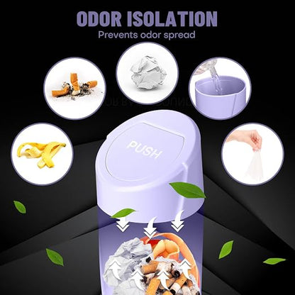 Car Trash Can Bin with Lid-2 Packs Car Garbage Can Cup Holder-Light Purple Mini Leakproof Vehicle Garbage Bin with 40pcs Trash Bags-Automotive Organizers and Storage for Front Back Seat Accessories