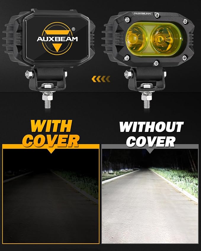 Auxbeam 4 Inch LED Pod Covers, Square Off Road Light Protective Covers, Black Cube Offroad Plastic Light Cover for Trucks Jeep
