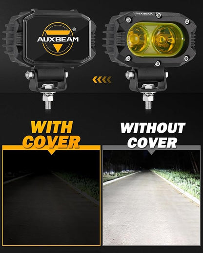 Auxbeam 4 Inch LED Pod Covers, Square Off Road Light Protective Covers, Black Cube Offroad Plastic Light Cover for Trucks Jeep