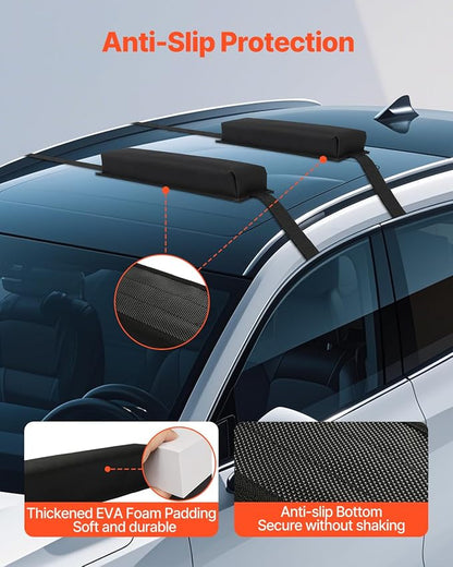 VEVOR Soft Roof Rack Pads, 15.5-Inch Universal Car Roof Rack Pads, 176LBS Loading Capacity Luggage Kayak Carrier with Portable Storage Bag for SUP Canoe Snowboard Paddle Board Surfboard