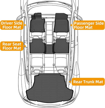 Floor Mats for Toyota Camry 2018 2019 2020 2021 2022 2023 2024(FWD ONLY), (Non Hybrid or AWD) 2022 Camry Floor Mats, 1st & 2nd Row & Cargo Liner, TPE Anti-Slip Waterproof Car Accessories