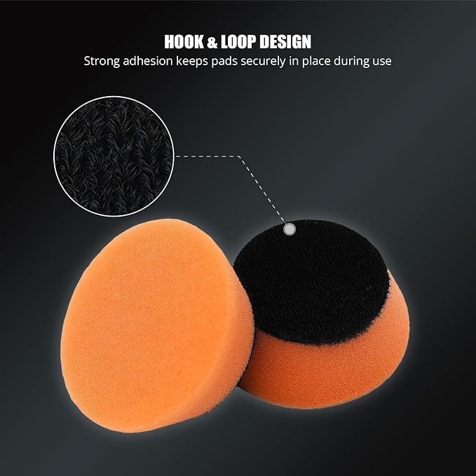 SPTA PRO Orange Heavy-Cut Mini Polishing Foam Pad, 5Pcs 2inch/50mm Sponge Polishing Buffing Pads, Car Foam Detail Polishing Pad Kit for Car Detail Polishing, Small Area Polishing -FF201-5