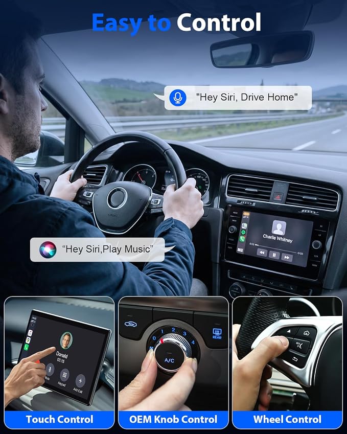 Ultra Mini Circular Wireless CarPlay & Android Auto Adapter, 3-5s Fast Auto Reconnect, Aluminum Alloy Vent Design, 2-in-1 CarPlay Wireless Adapter for iOS & Android with USB A/C Port
