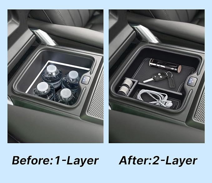 Center Console Organizer for Range Rover & Range Rover Sport 2023-2025 2026 Armrest Insert Tray Storage Box Interior Accessories with Refrigerator (NOT Fit for Models Without Refrigerator)