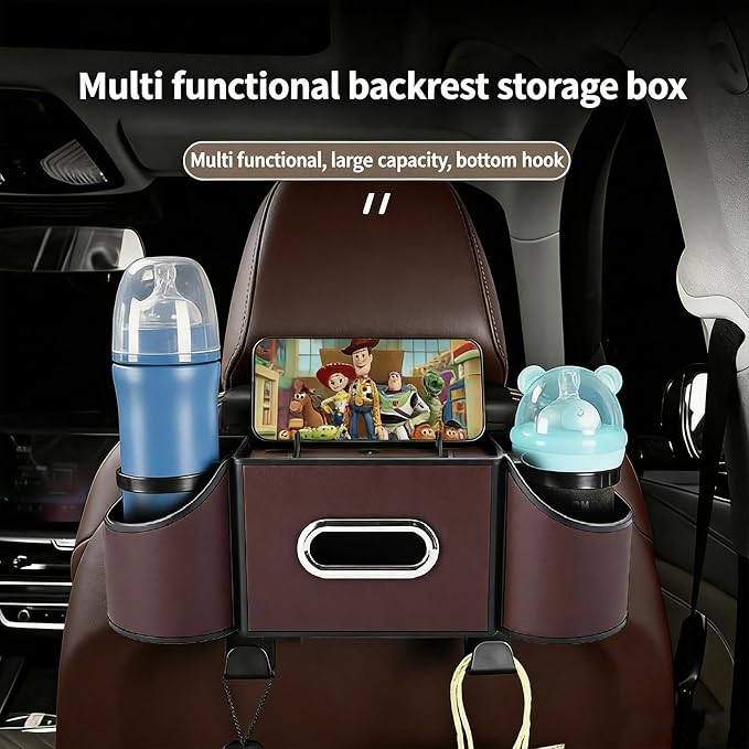 4-in-1 car organizer back seat, Multi-Pocket backseat car cup holder, Universal back seat cup holders for cars, car organization, for Travel & Daily Use (KARTAN)