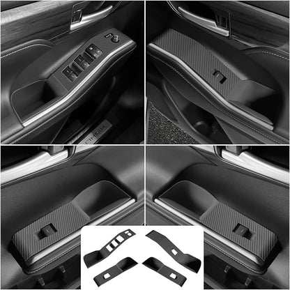 Temmis 4PCS Car Door Window Switch Panel Cover for Toyota Highlander 2020-2026, Auto Interior Decor Accessories Armrest Trim Silicone Style Kit-Black