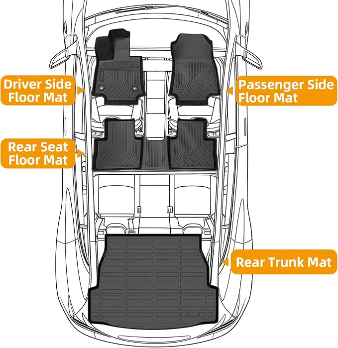 Floor Mats for Toyota RAV4 2019-2025, 2021 RAV4 Floor Mats, TPE Non-Slip Waterproof Summer Winter, for Front & Rear Row & Cargo Floor Mats