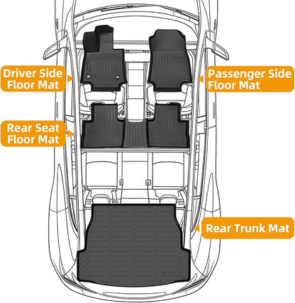 Floor Mats for Toyota RAV4 2019-2025, 2021 RAV4 Floor Mats, TPE Non-Slip Waterproof Summer Winter, for Front & Rear Row & Cargo Floor Mats