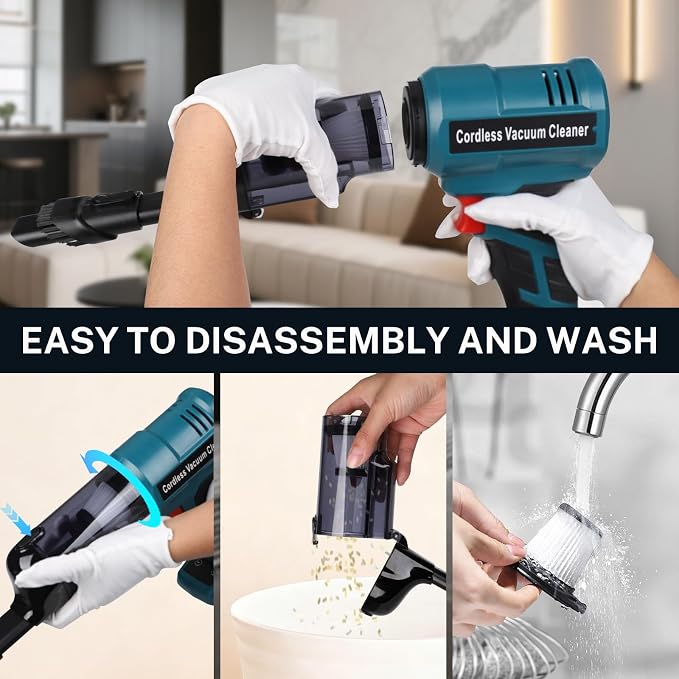 YEX-BUR Cordless Handheld Vacuum for Makita 18V Battery(Tool Only), 240W Powerful Car Vacuum with Brushless Motor, 3-Speed, 5 Filters, Portable Vacuum Cleaner for Home Office Car Pet