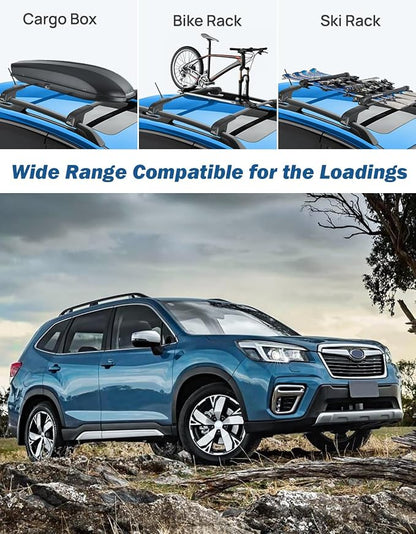 JOYTUTUS Car Roof Rack Crossbars, Compatible with Subaru Forester 2014-2026 with Lock (Not for Wilderness), 300LB Aluminum Crossbars for Roof Racks Trunks Kayaks Canoes Bicycles Skis