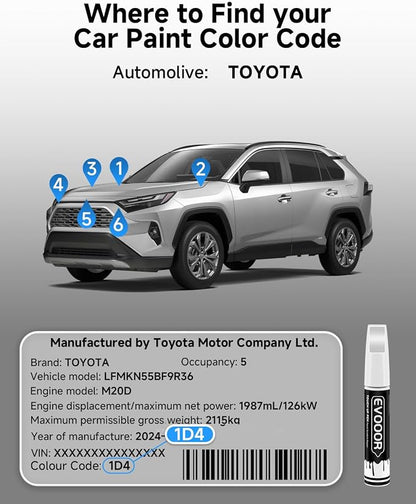 1D4 Pewter Metallic Touch Up Paint Compatible with Toyota Exact Match 2 in 1 Touch up Paint for Chips and Nicks Repair