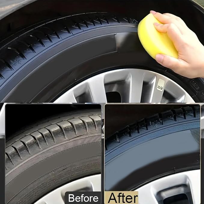 Tire Wax - Auto Wheel Gloss Repair | Car Tyre Refurbish Wax | for Mechanics Drivers Detailers Groomers Modifiers Racers Truckes SUVs RVs Garage Sedans Shops