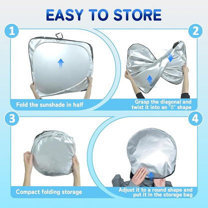 Custom Fit Windshield Sun Shade for Mercedes-Benz C-Class 2008-2024 W205 C250 C300 C400, Foldable Car Sunshade Accessories with Storage Bag, UV & Heat Reflector, Keep Your Car Cooler