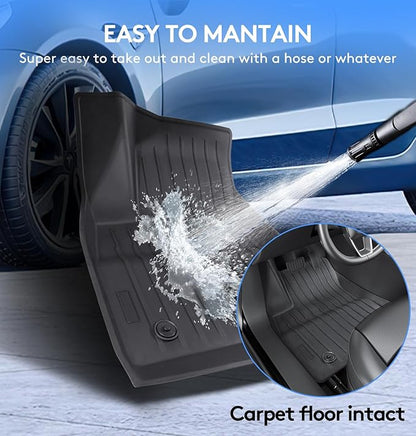 2025 New Version Floor Mats for Tesla Model 3 Highland - Custom Fit All Weather TPE Front & Rear Row Mats, 3-Piece