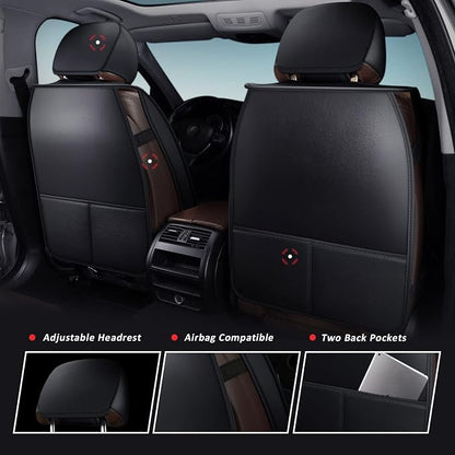 MIROZO Front Seat Covers for Car, Car Seat Covers Black Car Seat Protectors Waterproof Automotive Seat Covers Vehicle Cushion Cover Breathable Fit for Most Sedan, Truck and SUV (Black,2PCS)