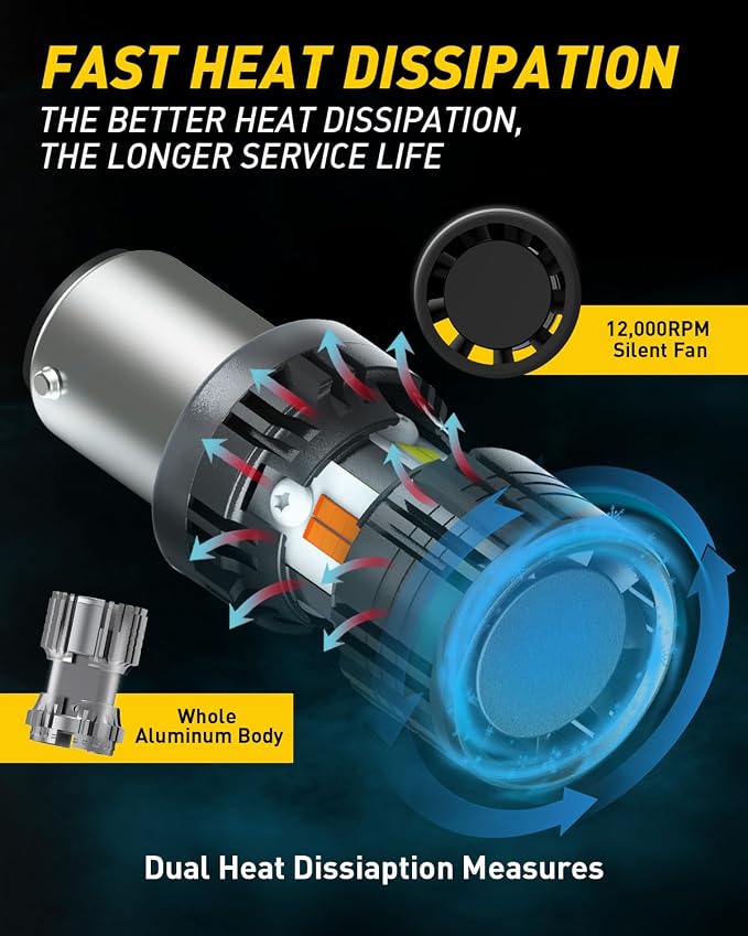 AUXITO CANBUS 1157 Switchback LED Bulbs 2357 2057 7528 BAY15D Dual Color Amber/White Anti Hyper Flash Built-in Resistor Error Free Turn Signal Lights and DRL/Parking Lights, Pack of 2