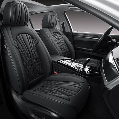MINGBRON Leather Seat Covers,Car Seat Protector Waterproof,Seat Covers Full Set, Car Seat Protectors 5 Seats,Automotive Seat Covers Fit for Most Cars Black