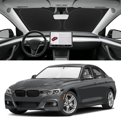 Custom Fit Windshield Sun Shade for 2013-2018 BMW 3-Series /F30/F31/F80/M3（328i 335i 320i 330i 325i,Blocks UV & Heat,Front Window Sunshade Accessories,Easy Fold & Store Keep Your Car Cooler