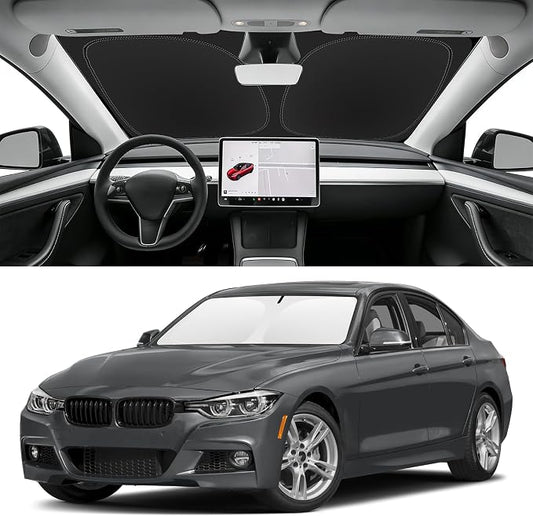 Custom Fit Windshield Sun Shade for 2013-2018 BMW 3-Series /F30/F31/F80/M3（328i 335i 320i 330i 325i,Blocks UV & Heat,Front Window Sunshade Accessories,Easy Fold & Store Keep Your Car Cooler