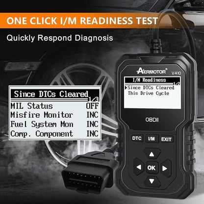 OBD2 Scanner, V410 Car Scanner Diagnostic Tool: Engine Fault Code Reader Scan Tool with Live Data/Freeze Frame for All OBDII Cars After 1996,Black