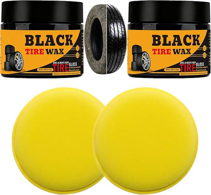 XIRUJNFD 80g Premium Tire Coating & Trim Restorer, Restores Deep Black Shine on Rubber, Tire Shine Polishing Paste with Sponge, Long-Lasting Coating Protection for Car, Truck, Motorcycle, RV (2)