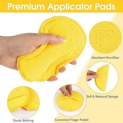 10 Pack Wax Applicator Pads, Microfiber Applicator Pad with Finger Pocket, Foam Car Wax Applicator Pad for Car Cleaning and Polishing (Yellow)