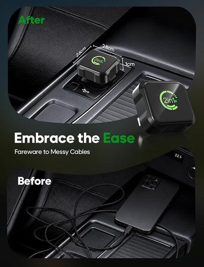 2026 Upgraded Wireless CarPlay & Android Auto Adapter, 2-in-1 Mini Size Plug and Play Adapter for iPhone & Android Auto, Seamless Connection for Convert Wired to Wireless Car Play, USB/USB-C Port