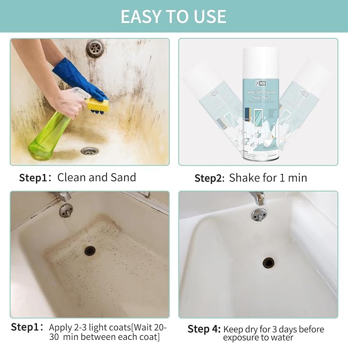 White Ceramic Tub Spray Paint 450ml- High-performance aerosol SprayPaint gun kit, Household appliances, refrigerator, ceramics, bathtubs, vases, bathroom floors, etc., furniture wood color change and more DIY coatings - Quick drying and smooth treatmen...