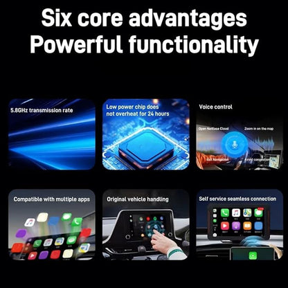 2 in 1 Wireless CarPlay Adapter, Wired to Wireless Converter for CarPlay and Android Auto, Bluetooth 5.0 WiFi Plug and Play Car Dongle CP508A (CP508B)